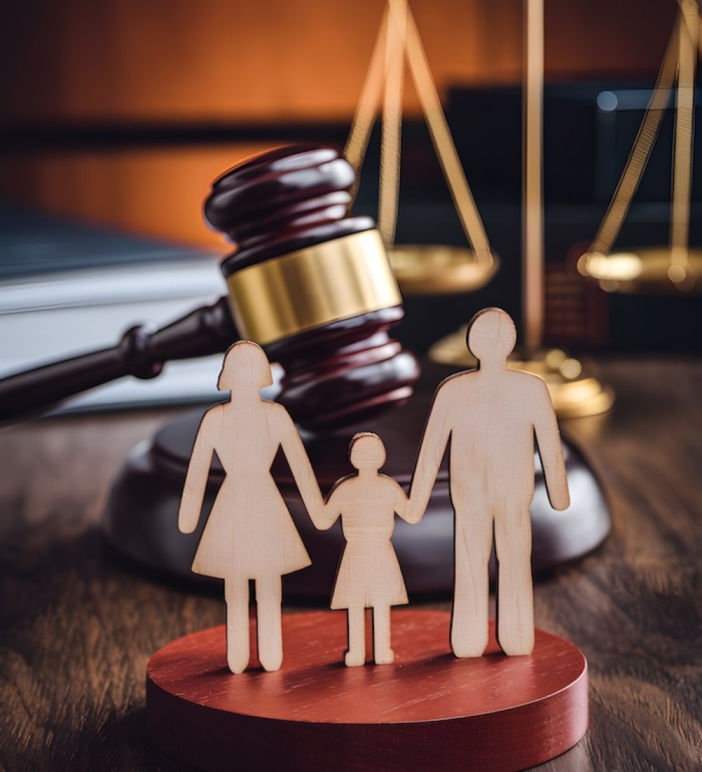 wooden-cutout-family-with-gavel-scales-symbolizing-law-justice wooden-cutout-family-with-gavel-scales-symbolizing-law-justice